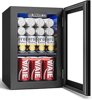 24 Cans Beverage Refrigerator Cooler - Mini Fridge with Digital Temperature Control, Soda Wine Beer Drink Fridge - Small Refrigerator for Office Home Bedroom Dorm Bar, Black