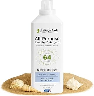 Heritage Park Luxury Laundry Detergent | Dermatologist Tested Plant based Natural & Enzyme Laundry Detergent | Sensitive Skin Friendly - Shore Breeze (32 fl oz)