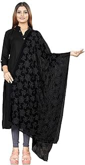 Women's Designer Pure Chiffon Dupatta with Pure Cotton Thread Embroidery Work
