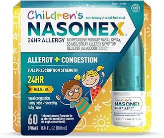 Children's 24HR Allergy Nasal Spray, Non-Drowsy, Scent-Free Mist, Allergy Symptoms + Nasal Congestion, Full Prescription Strength, 60 Sprays