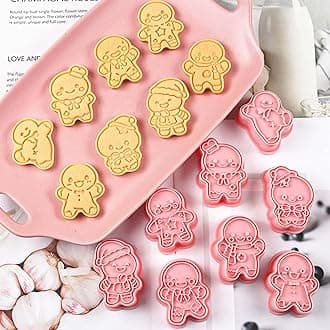 8 Mini Gingerbread Man Cookie Cutters, 3d Raised Christmas Design Cookie Stamps, Mini Funny Gingerbread Molds, Christmas Ornament Cookie Cutter Set Suit for Frosting Decoration(Gingerbread Man-1)