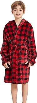 Boys Soft Fleece Robes Plush Hooded Bathrobes Sleepwear for Kids 1-16 Years