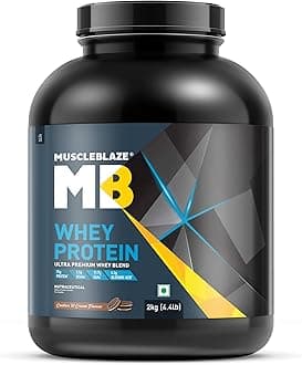MuscleBlaze 100% Whey Protein, Ultra Premium Blend with Concentrate & Whey Protein Isolate, 25 g Protein per Scoop (Cookies & Cream, 2 kg / 4.4 lb)