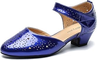 Women's Ankle Strap Cut Out Closed Toe Low Block Heels Pumps Retro Shoes Hook and Loop D'Orsay Comfortable Vintage Dressy Wedding Party Work Church Shoes