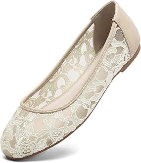 Greatonu Women Shoes Cut Out Slip On Lace Ballet Flats