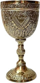 Handmade Royal King's Embossed Glass Vintage Chalice Goblet Cup (Pack of 1)