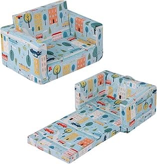 TIITAKids Couch Fold Out, Toddler Sofa Bed Chairs, 2-in-1 Kids Couch Plush Chair, Folding Children Sofas to Lounger, Toddler Comfy Armrest Chair Bed Sofa for Girl or Boy, Car