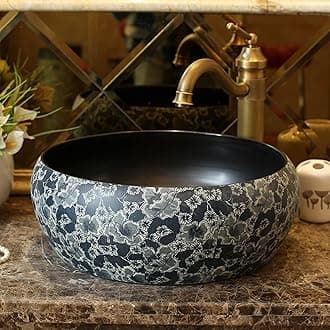 Ceramic Sink Hand Wash Sink Bowl Blue Black Porcelain Above Counter Sink For Bar And Small Cloakroom Chinese Vanity Bowl,1 Sink Only