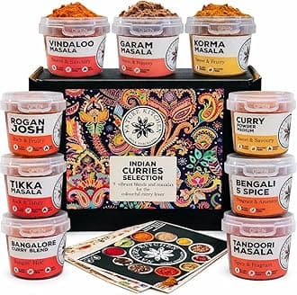 Nature Kitchen Indian Curry Gourmet Spice Seasoning Selection Mix Gift Set Kit. 9x Gluten-Free Herbs and Spices For Cooking Recipes. Including Blends For Vindaloo, Korma, Masalas and More