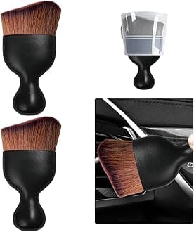 Ziciner 2 PCS Car Detailing Brush, Curved Soft Bristles Auto Removal Dust Collectors, Universal Vehicle Dashboard, Air Conditioner Vents etc Interior Cleaning Tool Accessories (Dark Brown)