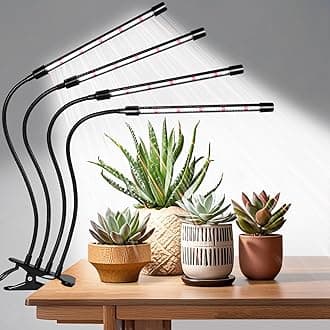Hywyimlait Black Clip Grow Lights for Indoor Plants, 168 Full Spectrum LEDs Clip Plant Growing Lamps with Flexible Gooseneck and 4/8/12/18H Timer, 3 Spectral Modes, 10 Dimmable Levels (4 Head 1 Pack)