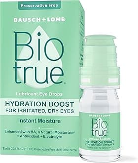Hydration Boost Eye Drops, Preservative Free, Soft Contact Lens Friendly for Irritated and Dry Eyes from Bausch + Lomb, Naturally Inspired, 0.33 FL OZ (10 mL)