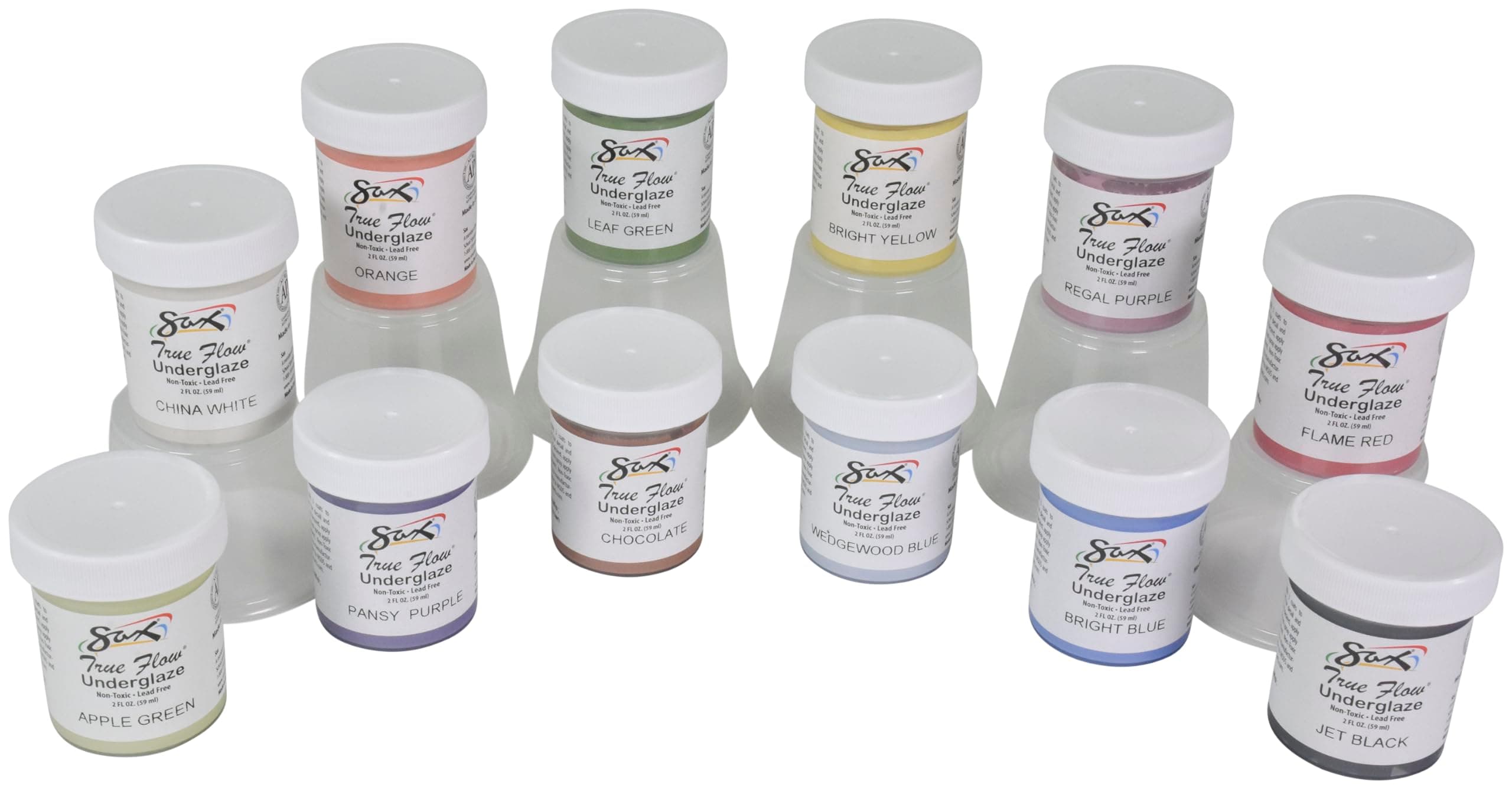 True Flow Underglaze Set, 2 Ounces, Acrylic, Assorted Colors, Set of 12 - 1371407