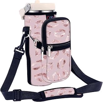 icolorWater Bottle Carrier Bag for Stanley IceFlow Flip Straw Tumbler 20/30oz Stanley IceFlow Mug Carrying Holder Neoprene Sleeve Stanley Cup Accessories Pouch Crossbody Sling for Travel Fitness
