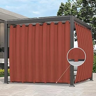 Easy-Going Outdoor Curtains Waterproof Windproof Weatherproof Curtain for Patio, Cabana, Porch, Pergola and Gazebo, Grommet Top and Tab Bottom Drape, 1panel, 150x108 inch, Terra Red