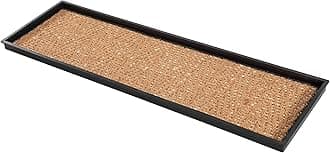 AMB0BT4F-002 Black Rubber Boot/Shoe Tray with Coir, Fits 4 Pair (46.5" Wide), Tan and Khaki Insert