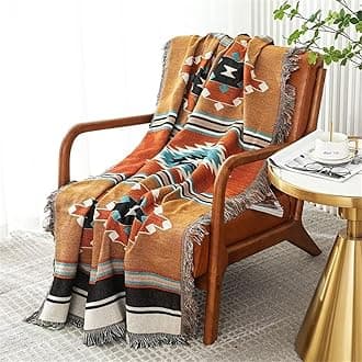 Homesy Boho Throw Blankets Southwestern Bed Throws Cover Reversible Green Aztec Southwest Blanket for Couch Chair Sofa Home Outdoor Beach Car Tent Travel Camping 63"x87"