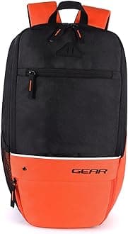 Superior Xl 16L Samll Water Resistant School Bag/Casual Standard 4 Compartment Backpack/College Bag/Sports Bag With Shoe Compartment For Men/Women (Black-Orange)