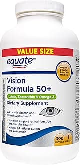 Equate Vision Formula 50+ Lutein, Zeaxanthin & Omega-3, 300 Softgels
