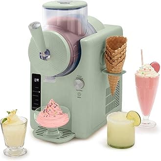 GreenPan Frost Ice Cream Maker & Slushie Machine, Soft Serve, Sorbet, Margaritas, Milkshakes, Frozen Yogurt, No Pre-Freezing, Ready in 15 Mins, 6 Modes, 7 Textures, Self-Cleaning, Family Size, Green