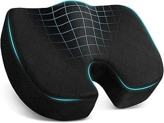 TushGuard Office/Car Seat Cushion, Non-Slip Sciatica & Back Coccyx Tailbone Pain Relief Chair Pad, Memory Foam Butt Pillow for Computer Desk, Wheelchair, Driving (Black)