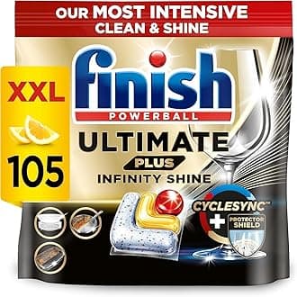Dishwasher Tablet, Ultimate Plus Infinity Shine, 105 Detergent Tablets, Lemon Sparkle, Tough on Grease, For our Most Intensive Clean & Diamond Shine, Effective for Short Eco Cycle