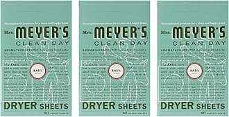 Mrs. Meyer's Clean Day Dryer Sheets, 80 Count (Basil, Pack of 3)