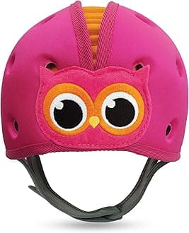 SafeheadBABY Soft Baby Head Protector Helmet for Crawling and Walking 7–24 Months – Ultra-Lightweight & Breathable Infant Safety Helmet That Grows with Your Baby (Head Circ. 40–52 cm) – Owl Pink