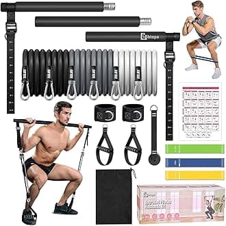 Bbtops Pilates Bar Kit with Resistance Bands,Pilates Bar with Stackable Bands Workout Equipment for Legs,Hip,Waist and Arm,Exercise Fitness Equipment for Women & Men Home Gym Yoga Pilates