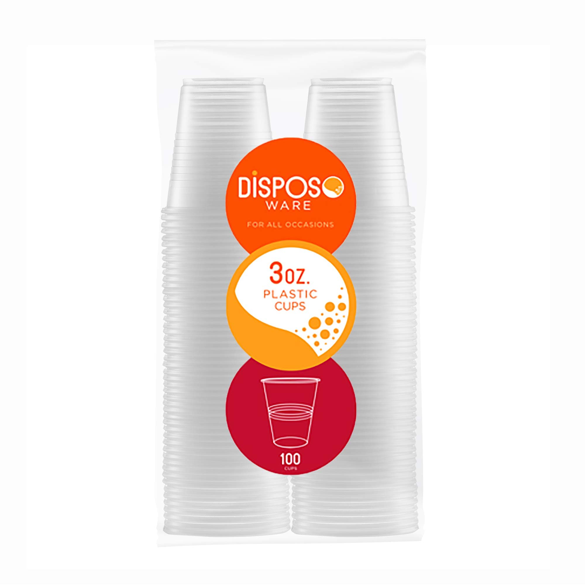 3 oz. Disposable Plastic Cups [100 Pack]