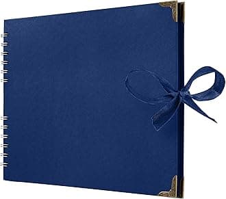 Bstorify Square Scrapbook Photo Albums 50 Pages (28 x 22 Cm) Blue Thick Paper, Hardcover, Ribbon Closure - Ideal for Your Scrapbooking Albums, Art & Craft Projects (Blue, 28 x 22 Cm)