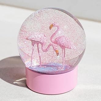 Pink Flamingo Snow Globe with Pink Base