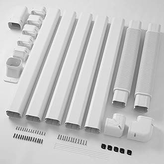 DELLA 4" 16Ft Mini Split Line Set Cover with Flexible Duct, Decorative PVC Lineset Cover Kit, Paintable for Air Conditioner, Central AC, HAVC & Heat Pumps Systems Tubing Cover, White