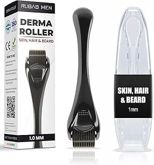 Rubab Men 1mm Derma Roller For Hair Growth with 540 Titanium Needles| Rejuvenates Skin & also Activates Hair Follicles for Faster Thicker Hair & Patchy Beard Growth| Easy to Use