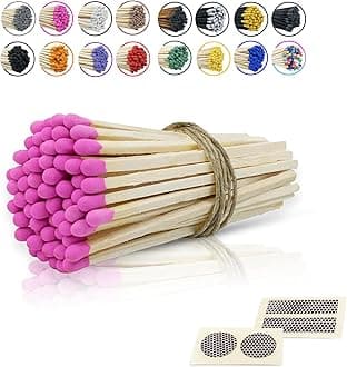 4" Inch Long Wooden Refill Matchsticks with Strike Stickers - Safety Matches Wholesale Bulk Loose by Chandler Studio (50 Pieces, Pink)