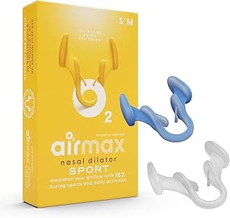 Air Max Unisex Sport Nasal Dilators Trial Pack - Easy, Safe, and Comfortable Breathing Aid - Improves Airflow - Blue, Transparent - 1 Small, 1 Medium