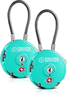 Savior Equipment Quality TSA-Approved 3-Digit Combination Cable Travel Luggage Locks for Rifle Bag Firearm Gun Case Accessories Ammo Boxes Outdoor Storage, Savior Teal, 2-Pack