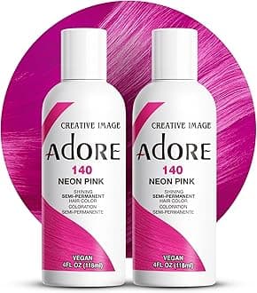 Adore SemiPermanent Haircolor 140 Neon Pink 4 Ounce (118ml) (2 Pack)