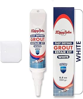 ZippySolve Tile Grout, Repair Kit, Restore & Renew Tile Joints Line, Fast Drying Grout Paint Squeeze Tube for Bathroom Shower Kitchen Floor, Waterproof (8.8 oz, White)