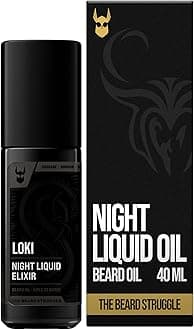 Beard Oil for Men by Beard Struggle - Night Liquid Elixir Beard Growth Oil - Natural Blend for Softens - Platinum Collection, Loki Unscented (1.35 Fl Oz)