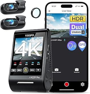 A229 Pro 3 Channel 4K HDR Dash Cam, Dual STARVIS 2 Sensors IMX678 & IMX675, 4K+2K+1080P Front Inside and Rear Triple Car Camera, 5GHz WiFi GPS, Voice Control, 24H Parking Mode, Support 512GB