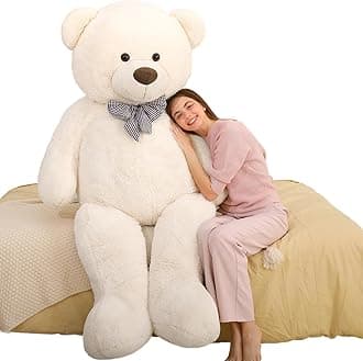 - MaoGoLan Giant White Teddy Bear Stuffed Animal 5 Feet,Soft Cuddly Smiling Face Big Teddy Bear Plush Gift for Boyfriend Girlfriend