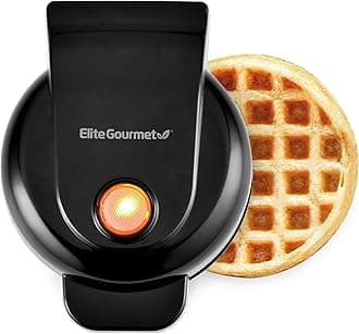 EWM013B Electric Nonstick Mini Waffle Maker with 5-inch cooking surface, Belgian Waffles, Compact Design, Hash Browns, Keto, Snacks, Sandwich, Eggs, Easy to Clean, Black