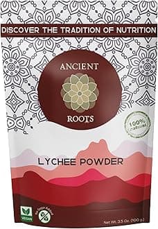Ancient Roots Freeze-Dried Lychee Fruit Powder – 100% Organic, All-Natural Food Coloring, Rich in Antioxidants, No Added Sugar or Preservatives, 25 Servings (3.5 oz)
