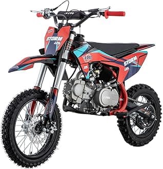 X-PRO Storm 125cc Zongshen Brand Engine Dirt Bike with 4-Speed Manual Transmission, Kick Start, Big 14"/12" Tires! (Red)