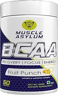 - Muscle Asylum Pure Bcaa Powder |300G| Fruit Punch | With Genuine Lab Reports | Bcaas With Nootropics Matrix | Fast Recovery |, 1 count, 50 servings