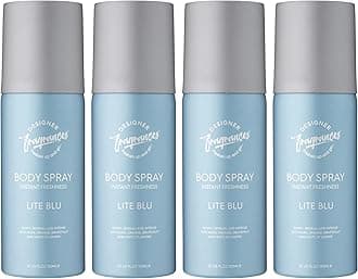 Designer Fragrances 4 Pack Lite Blue Men's Body Spray Deodorant Cans - For Instant Freshness on The Go - Long Lasting Smell - Great Male Gift Sets- 150ml