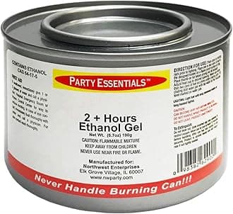 Party Essentials Chafing Dish Jelled Ethanol Warming Fuel, Safe Non-Toxic Fuel/Burn for 2.5 Hours/Buffet Warmer/Food Warming Heated Cans (Pack of 12)
