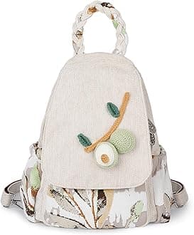AULUDALadys Convertible Sling Bag, Hand Craft Artisan Purse, Beautiful Advocado Canvas Premium Casual Day Mini Backpack for women