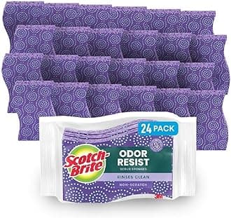 Scotch-Brite Scrub Dots Non-Scratch Scrub Sponge, Rinses Clean, For Washing Dishes and Cleaning Kitchen, 24 Scrub Sponges